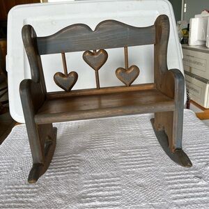 Wooden Doll Furniture Bench Vintage '80s Hearts Stuffed Bears Chair Plant Stand